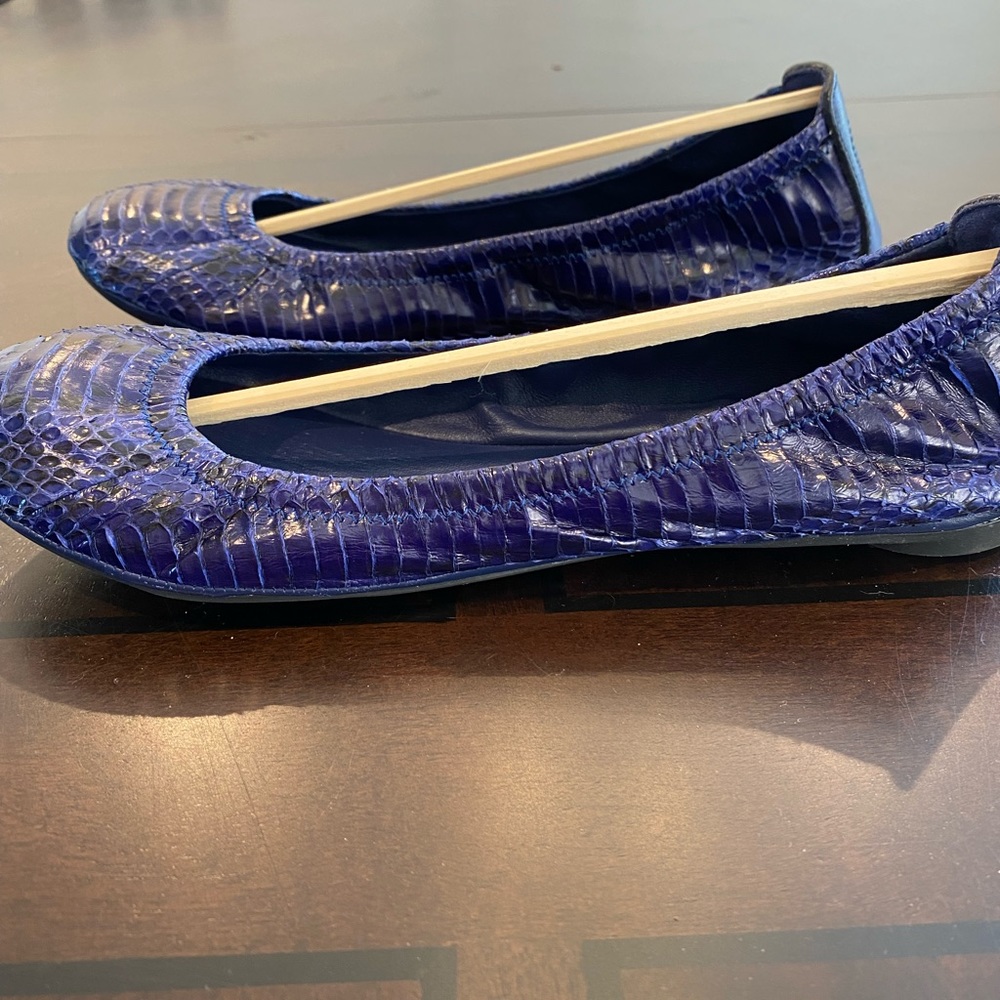 Tory Burch Eddie Python Snake Embossed Leather Fl… - image 3